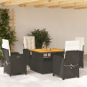 Set de muebles jardín 5 pzas con cojines ratán sintético negro 1