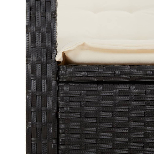 5 pcs conjunto de jantar p/ jardim c/ almofadões vime PE preto M 5