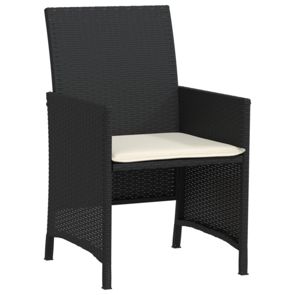 3 pcs conjunto de bistrô com almofadões vime PE preto M 5