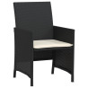 3 pcs conjunto de bistrô com almofadões vime PE preto 5