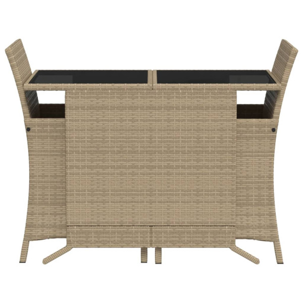 3 pcs conjunto bistrô com almofadões vime PE bege misturado M 4