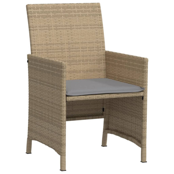 Sillas y mesita de jardín 3 piezas ratán sintético cojín beige M 5