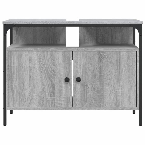 Armario lavabo baño madera ingeniería gris Sonoma 60x30x60 cm M 5