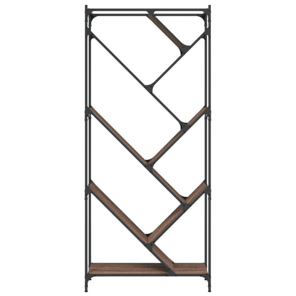 Estantería madera ingeniería y metal marrón roble 79x30x180 cm M 5