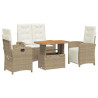 Set de comedor jardín con cojines 4 pzas ratán sintético beige 2