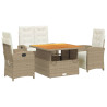 Set de comedor jardín con cojines 4 pzas ratán sintético beige 2