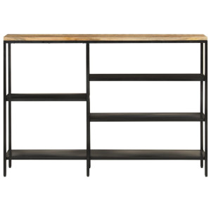 Mesa consola madera maciza mango rugosa y hierro 110x30x75 cm H