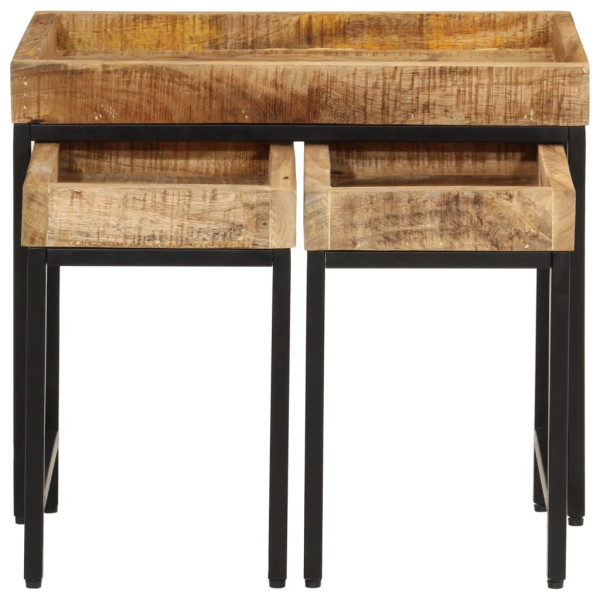 Mesas de centro de encastrar 3pcs mangueira maciça áspera/ferro M 3