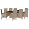 Set comedor de jardín 9 pzas con cojines ratán sintético beige 2