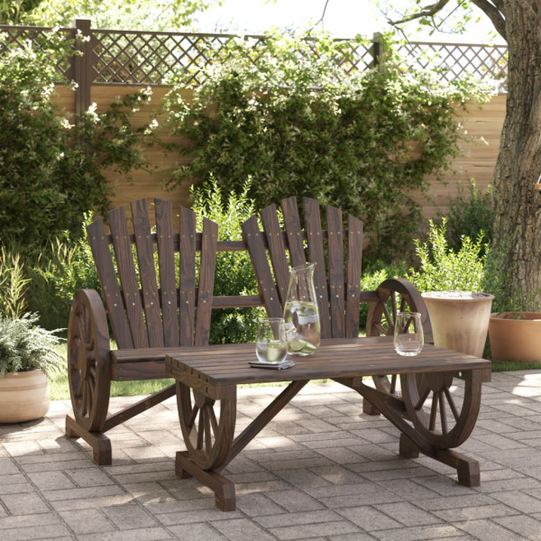 2 pcs conjunto lounge de jardim madeira de abeto maciça D