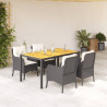 5 pcs conjunto de jantar p/ jardim c/ almofadões vime PE preto 1