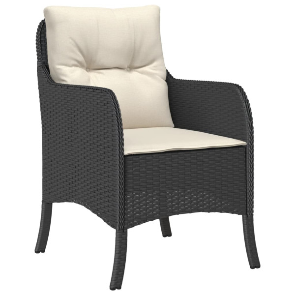 5 pcs conjunto de jantar p/ jardim c/ almofadões vime PE preto M 3