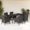 Set de comedor de jardín 7 pzas y cojines ratán sintético negro 1