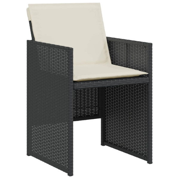 3 pcs conjunto de bistrô com almofadões vime PE preto M 4