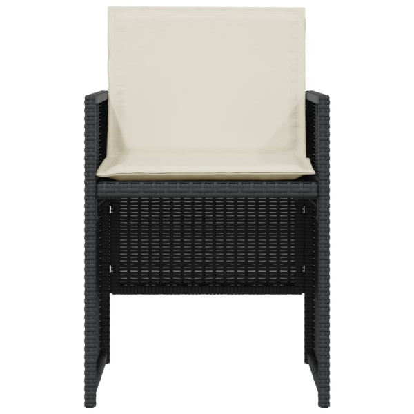 3 pcs conjunto de bistrô com almofadões vime PE preto M 5