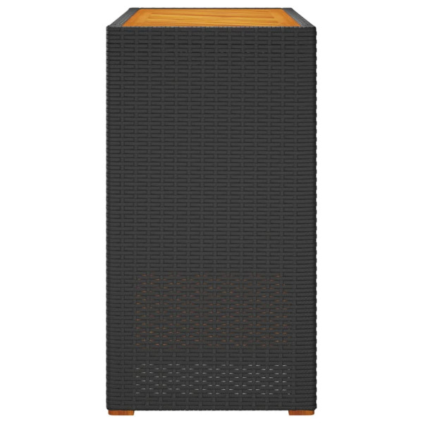 Mesa de jardim com tampo de madeira 100x40x75 cm vime PE preto M 5