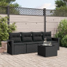 Set de muebles de jardín 5 pzas y cojines ratán sintético negro 1