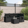 Set de muebles de jardín 5 pzas y cojines ratán sintético negro 1