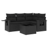 Set de muebles de jardín 5 pzas y cojines ratán sintético negro 2