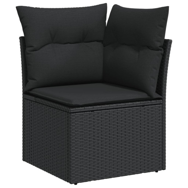 Set de muebles de jardín 5 pzas y cojines ratán sintético negro M 4