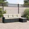 5 pcs conjunto sofás de jardim com almofadões vime PE preto 1