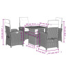 Set de muebles jardín 5 pzas con cojines ratán sintético negro 3