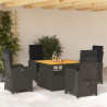 5 pcs conjunto de jantar p/ jardim c/ almofadões vime PE preto 1