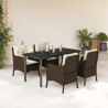 Set comedor de jardín 5 piezas y cojines ratán sintético marrón 1