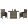 3 pcs conjunto bistrô com almofadões vime PE cinza 3