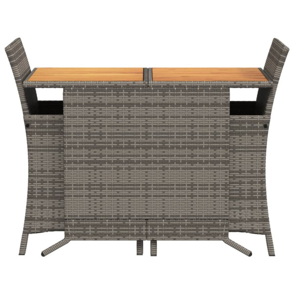 3 pcs conjunto bistrô com almofadões vime PE cinza M 4