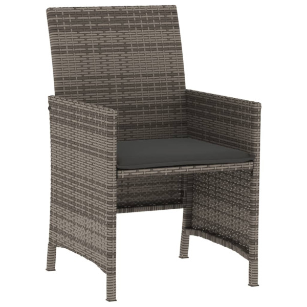 3 pcs conjunto bistrô com almofadões vime PE cinza M 5