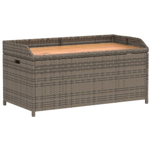 Banco con almacenaje madera acacia ratán PE gris 100x50x52 cm H