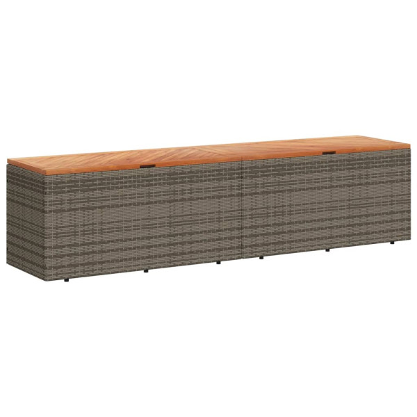 Caja de almacenaje jardín madera acacia ratán gris 220x50x54cm M 2