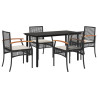 Set de muebles jardín 5 pzas con cojines ratán sintético negro 2