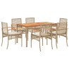 Set comedor de jardín 7 pzas con cojines ratán sintético beige 1