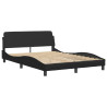 Estrutura cama c/ cabeceira 140x190 cm couro artificial preto 2