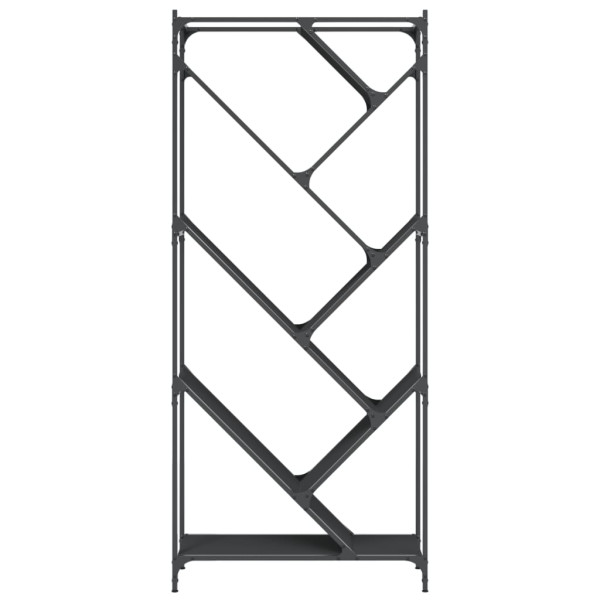 Estantería de madera de ingeniería y metal negro 79x30x180 cm M 5