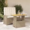Set comedor de jardín 2 pzas con cojines ratán sintético beige 1