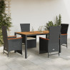 Set de muebles jardín 5 pzas con cojines ratán sintético negro 1