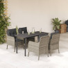 Set comedor de jardín 5 pzas cojines ratán sintético gris claro 1