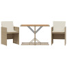 3 pcs conjunto bistrô com almofadões vime PE bege 2