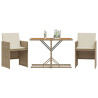 3 pcs conjunto bistrô com almofadões vime PE bege 3
