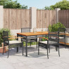 Set de muebles jardín 5 pzas con cojines ratán sintético negro 1
