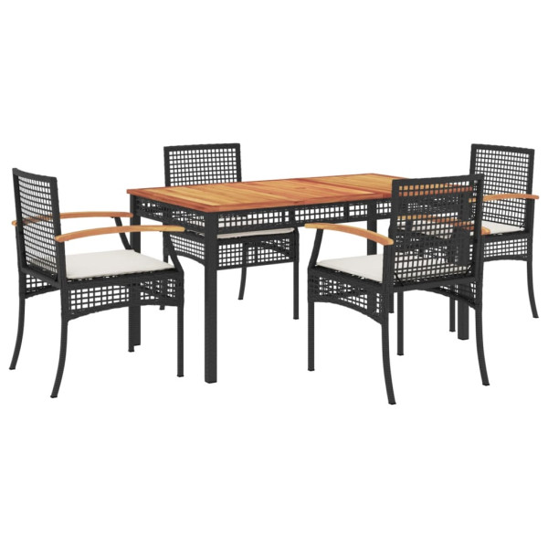 Set de muebles jardín 5 pzas con cojines ratán sintético negro M 2