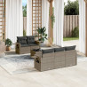 Set de muebles de jardín 6 pzas y cojines ratán sintético gris 1
