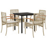 Set comedor de jardín 5 pzas con cojines ratán sintético beige 2