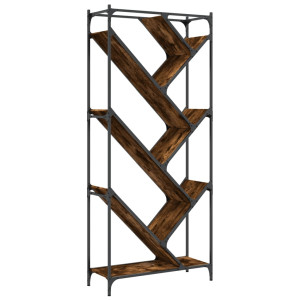 Estantería madera ingeniería y metal roble ahumado 79x30x180 cm H