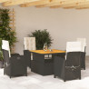 5 pcs conjunto de jantar p/ jardim c/ almofadões vime PE preto 1