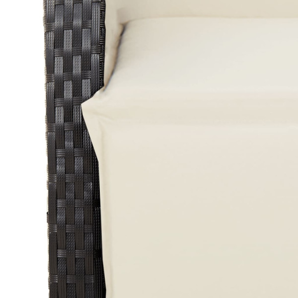 5 pcs conjunto de jantar p/ jardim c/ almofadões vime PE preto M 5