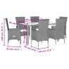 Set comedor de jardín 7 pzas con cojines ratán sintético beige 5